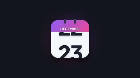 December 23rd Flip Calendar Animation Showing Date Icon on Dark Background Stock Footage 344468198