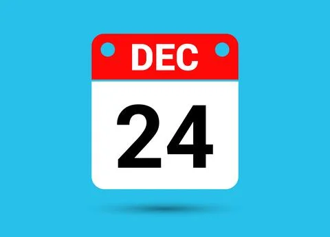December 24 Calendar Date Flat Icon Day 24 Vector Illustration Stock Illustration