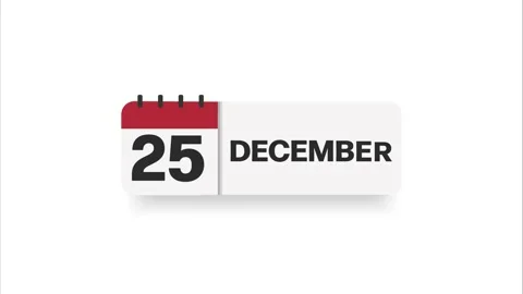 December 25 date on the flip desk calendar page. Blank space for user text Stock Footage 195818680