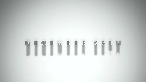 DECEMBER 25TH 3D title animation with shadows on a white background Stock-Footage 296812774