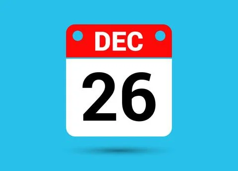 December 26 Calendar Date Flat Icon Day 26 Vector Illustration Stock Illustration