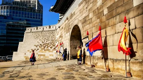December 27, 2016: keeping Guard is Seoul Namdaemun traditional features. Stock Footage 145966774