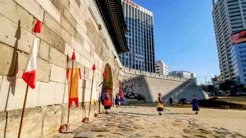 December 27, 2016: keeping Guard is Seoul Namdaemun traditional features. Stock Footage 145966802