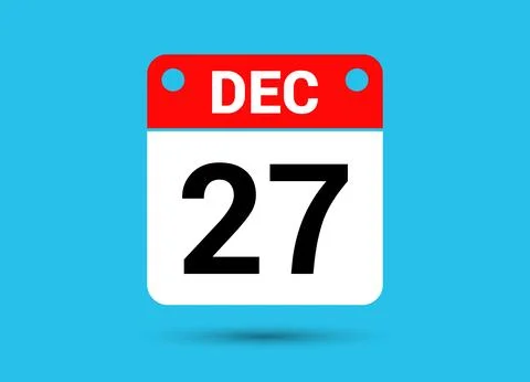 December 27 Calendar Date Flat Icon Day 27 Vector Illustration Stock Illustration