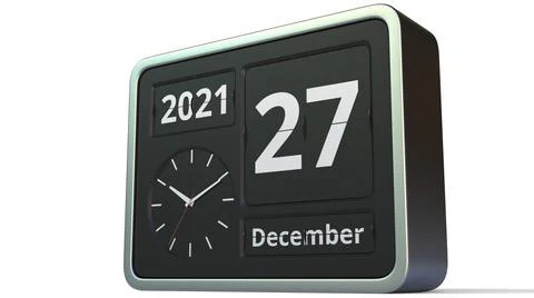 December 27 date on the flip clock calendar, 3d rendering Stock Illustration