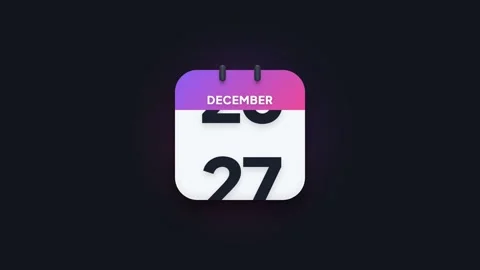December 27th Flip Calendar Animation Showing Date Icon on Dark Background Stock Footage 344468206
