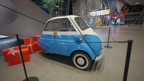 December 28, 2022. Munich. Germany. Classic vintage BMW Isetta 250 microcar in Stock Footage 328355791