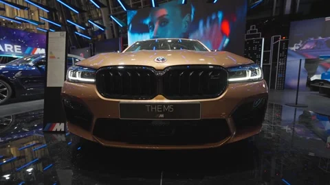 December 28, 2022. Munich. Germany. BMW M5 CS in Frozen Deep Green with Gold Stock Footage 328369253