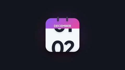 December 2nd Flip Calendar Animation Showing Date Icon on Dark Background Stock Footage 344468164