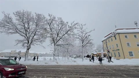 December 3, 2023. Munich, Germany has been hit by heaviest snowfall since 2006 Stock Footage 285103686