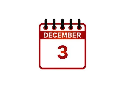 December 3 Calendar Icon Stock Illustration