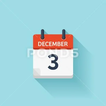 December 3. Vector flat daily calendar icon. Date and time, day, month.  Holiday. ~ Clip Art #239062135