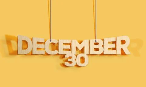 December 30, 3d illustration, 3d rendering, 3d, art, background, blank, calen Stock Illustration