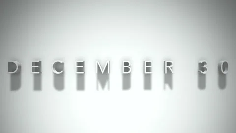 December 30 3D title animation with shadows on a white background Stock Footage 296000476