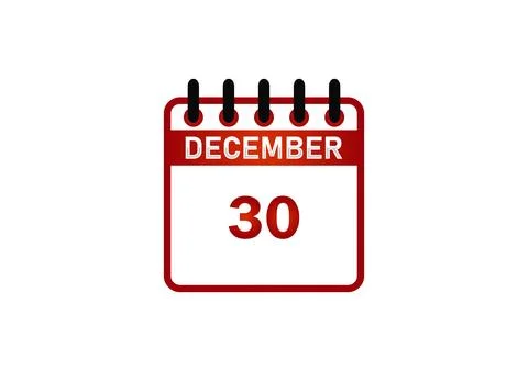 December 30 Calendar Date Illustrazione stock