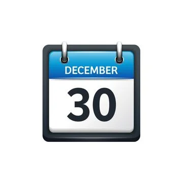 December 30. Calendar icon.Vector illustration,flat style.Month and date.Sunday Stock Illustration