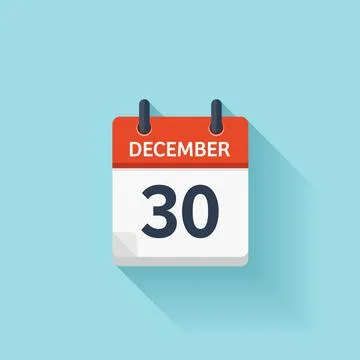 December 30. Vector flat daily calendar icon. Date and time, day, month. Holiday Stock Illustration