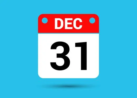 December 31 Calendar Date Flat Icon Day 31 Vector Illustration Stock Illustration