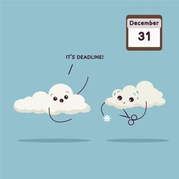 December 31. Clouds deadline. Stock Illustration