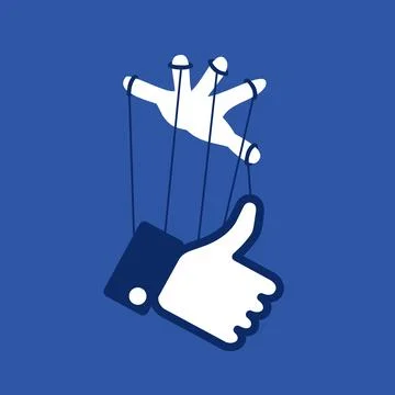 December 4, 2020: Manipulation through Facebook. Likes are manipulated, contr Stock Illustration