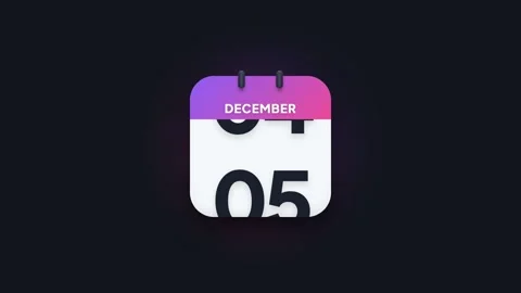 December 5th Flip Calendar Animation Showing Date Icon on Dark Background Stock Footage 344468168