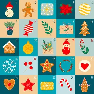 December advent calendar. Illustrazione stock