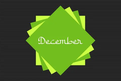 December Arabic style typography text on green square shape vector illustration Illustrazione stock