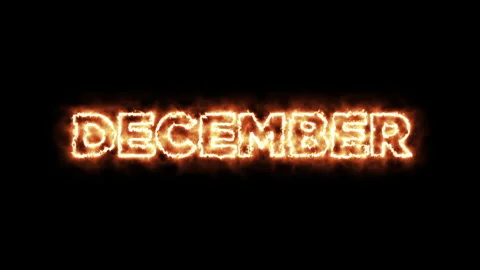 December burning word, fire text. Video stock 233292020