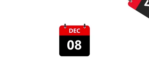 December Calendar, Date counting Display icon Animation Stock Footage 321412553