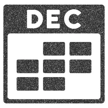 December Calendar Grid Grainy Texture Icon Stock Illustration