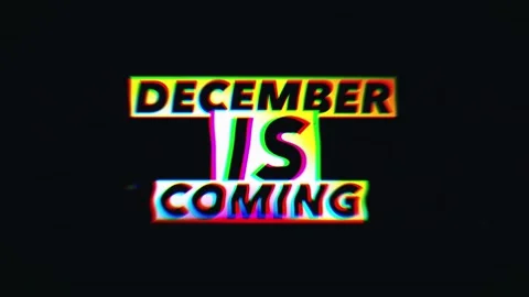 December Is Coming animated text with glitch effect and old movie background Stock Footage 224290868