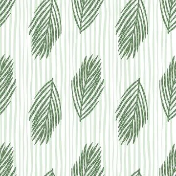 December decor seamless pattern with green foliage fir branches. Light grey s 스톡 일러스트