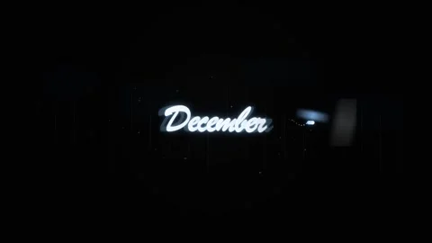 December Glowing Text Animation Dark Background Flickering Light Effects Stockbeeldmateriaal 332695164