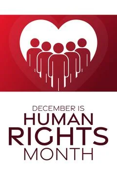 December is Human Rights Month. Vector illustration. Holiday poster. Illustrazione stock