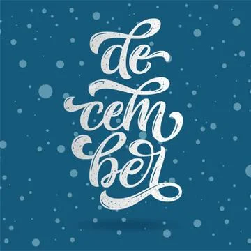 December lettering typography. Typography creative design for greeting card Stock Illustration