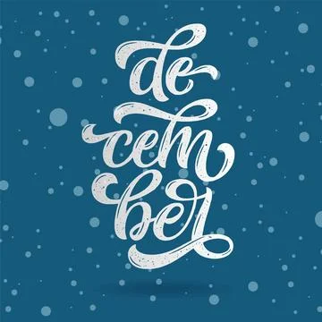 December lettering typography. Typography creative design for greeting card Stock Illustration