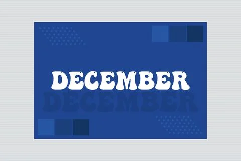 December Month typography on blue background. Illustrazione stock