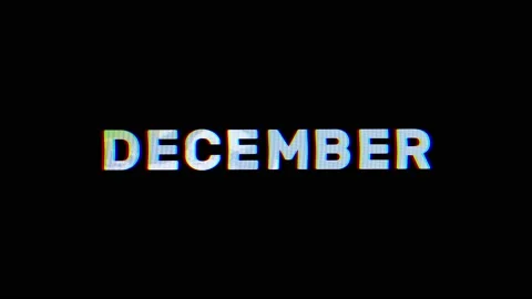 December motion animation text with retro glitch effect Stock Footage 224290892