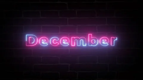 December Neon text typography animation 4k video Stock Footage 278785626