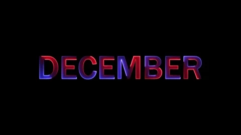 December text animation with glowing red and blue colors on a black backgro.. Stock Footage 333878261