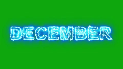December Text with Blue Lightning Sparks on Green Screen Background Video stock 348392843