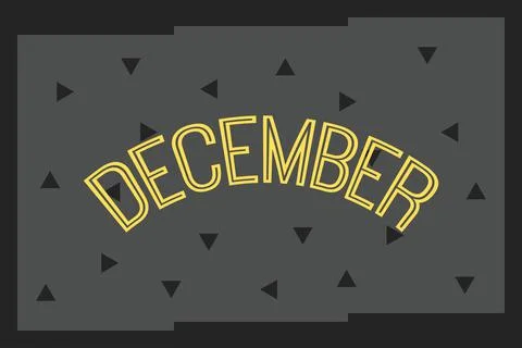 December text on dark background design. Calendar month concept Illustrazione stock