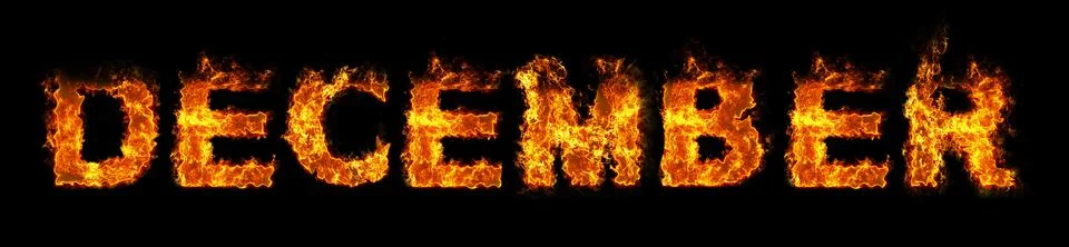 December text on fire Stock Photos