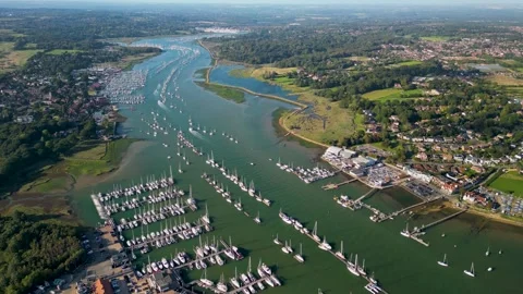 Decending above Hamble Marina Stock Footage 257904749