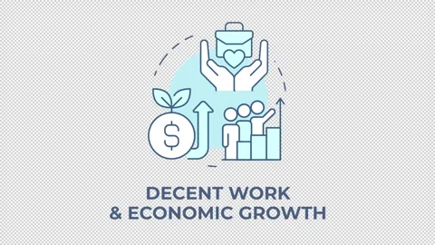Decent work and economic growth blue concept icon animation Stock Footage 337936594