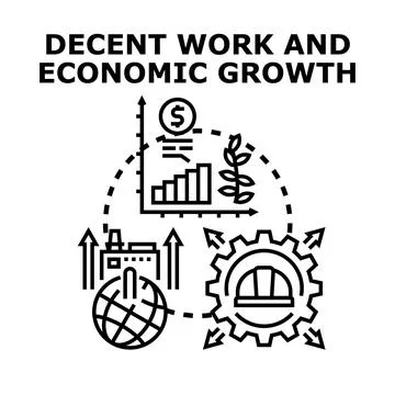 Decent work economic growth development vector concept Stock Illustration
