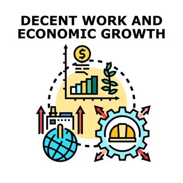 Decent work economic growth development vector concept Stock Illustration