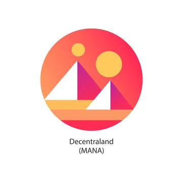 Decentraland cryptocurrency platform token logo coin icon Stock Illustration