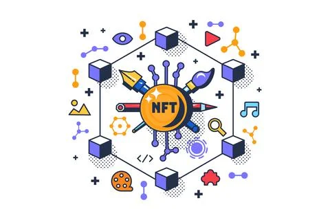 Decentralize nft crypto for purchasing vector Stock Illustration