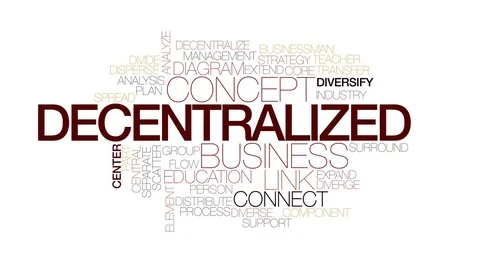 Decentralized animated word cloud, text design animation. Kinetic typography. Stock Footage 72004212